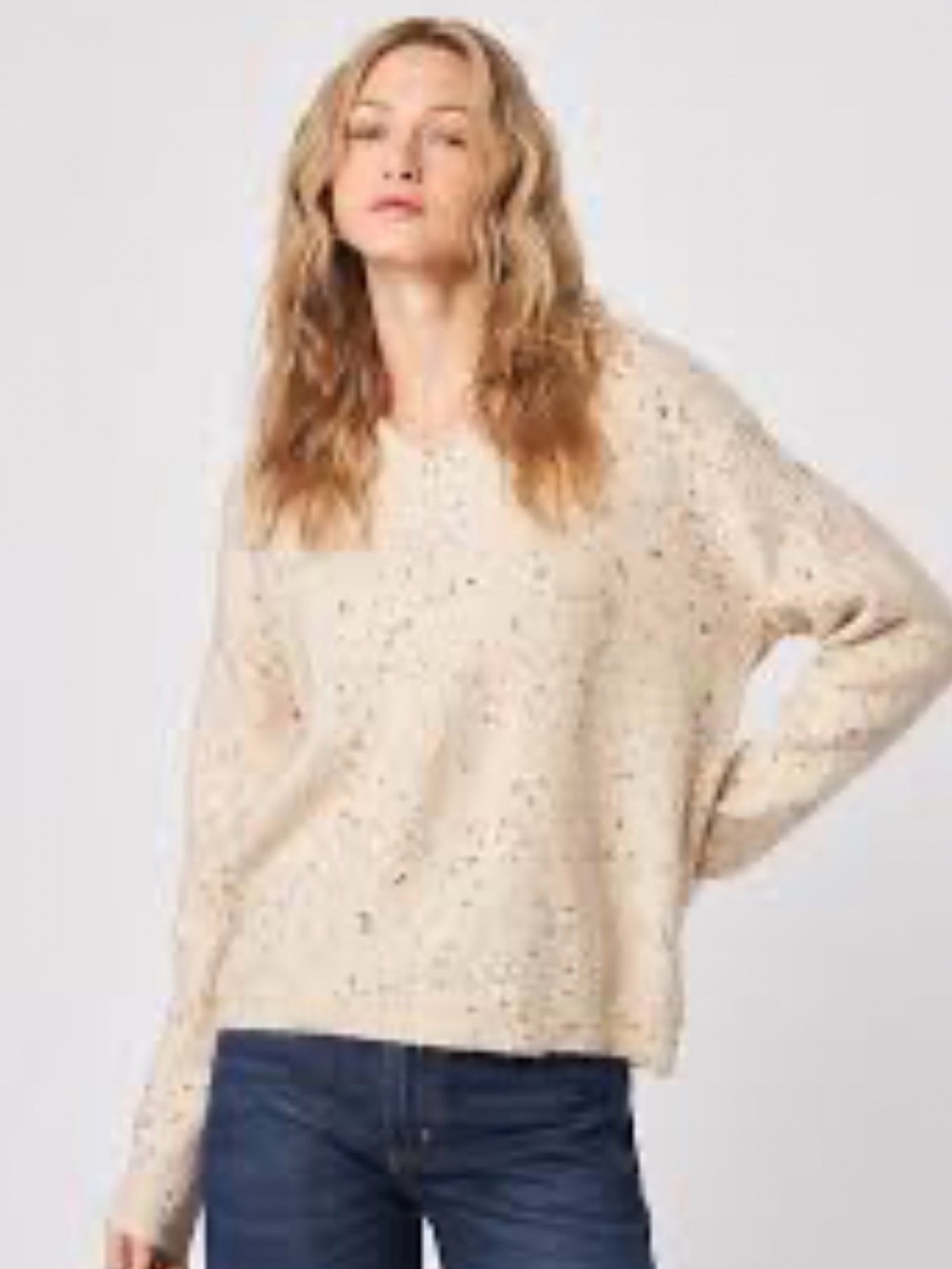 by the River Cozy Cream Speckled bouclé Women's Sweater